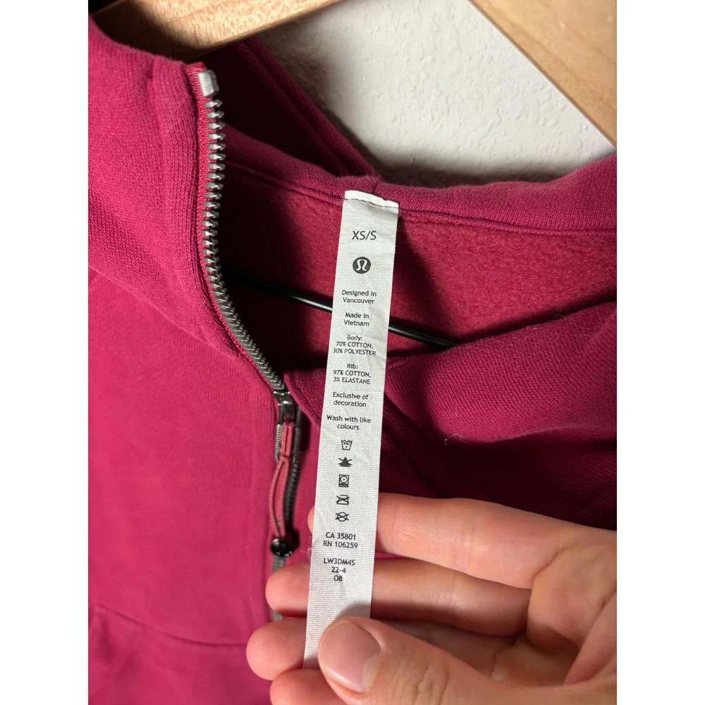 Lululemon Scuba Oversized Half-Zip Hoodie Pomegranate??Pink XS/S LW3DM4S